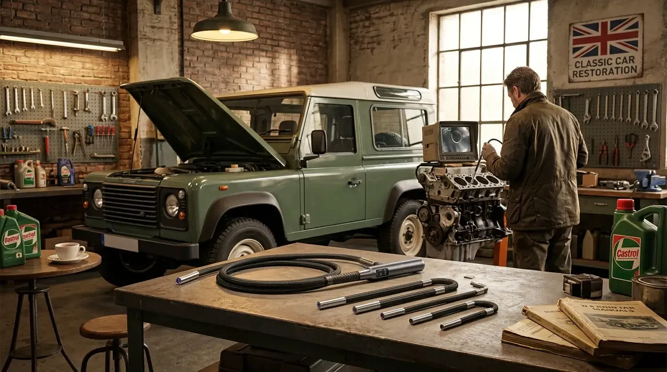 ARTICAM tools being used during a car restoration project in a British afternoon workshop